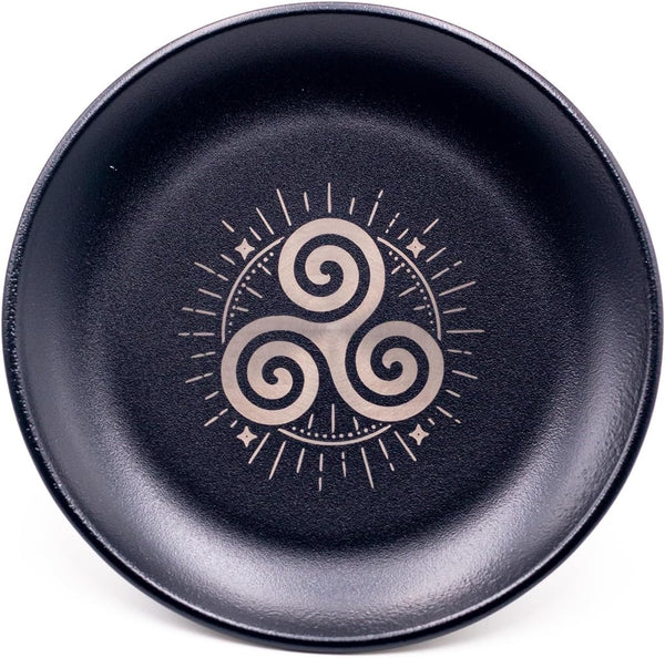 Offering Bowl Prayer Ritual Plate Great for Wicca, Altar use, Ritual use, Incense Burner, smudging Bowl, Decoration (Golden Triple Moon)
