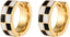 Checker Cartilage Hoops Teacher Earrings for Women White Black Enamel Gold