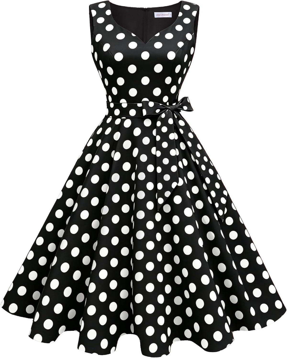Girstunm 1950s Sleeveless Tea Party Swing Pockets Dress
