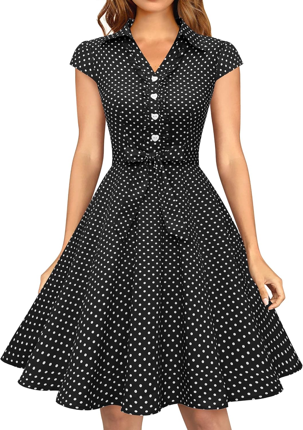 Wedtrend Women's 1950s Rockabilly Cap Sleeve Vintage Swing Cocktail Dress
