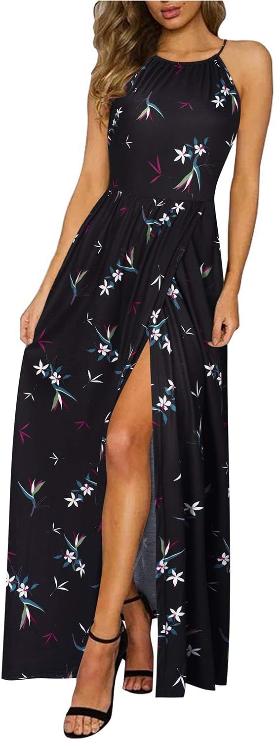 KILIG Women's Summer Floral Beach Flowy Split Maxi Long Dresses