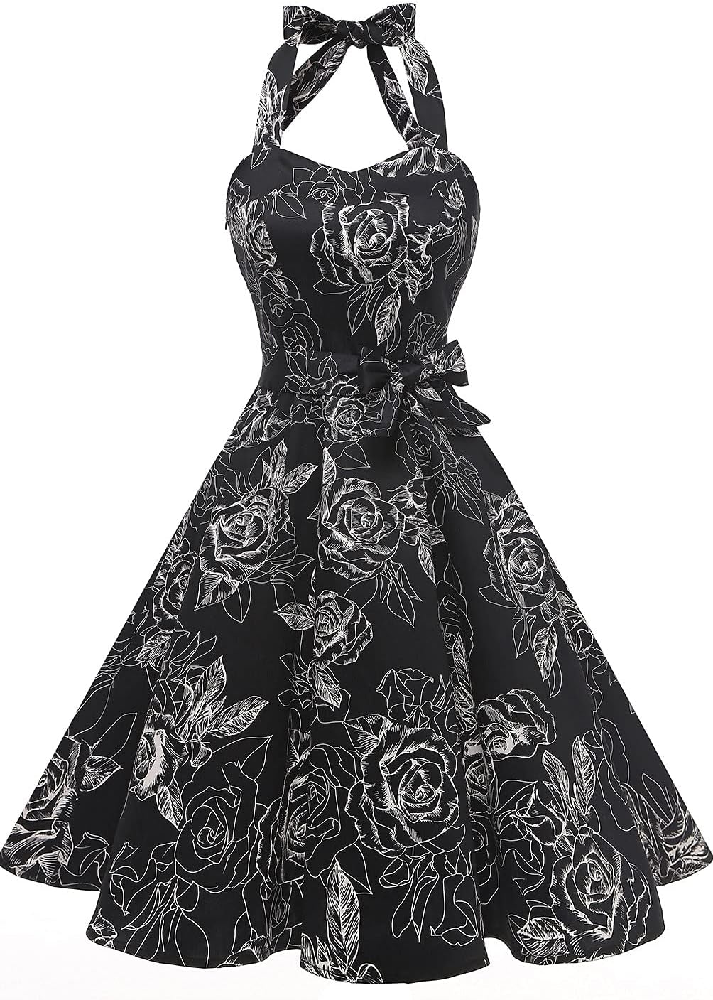 Topdress Women'sVintage Polka Audrey Dress 1950s Halter Retro Cocktail Dress