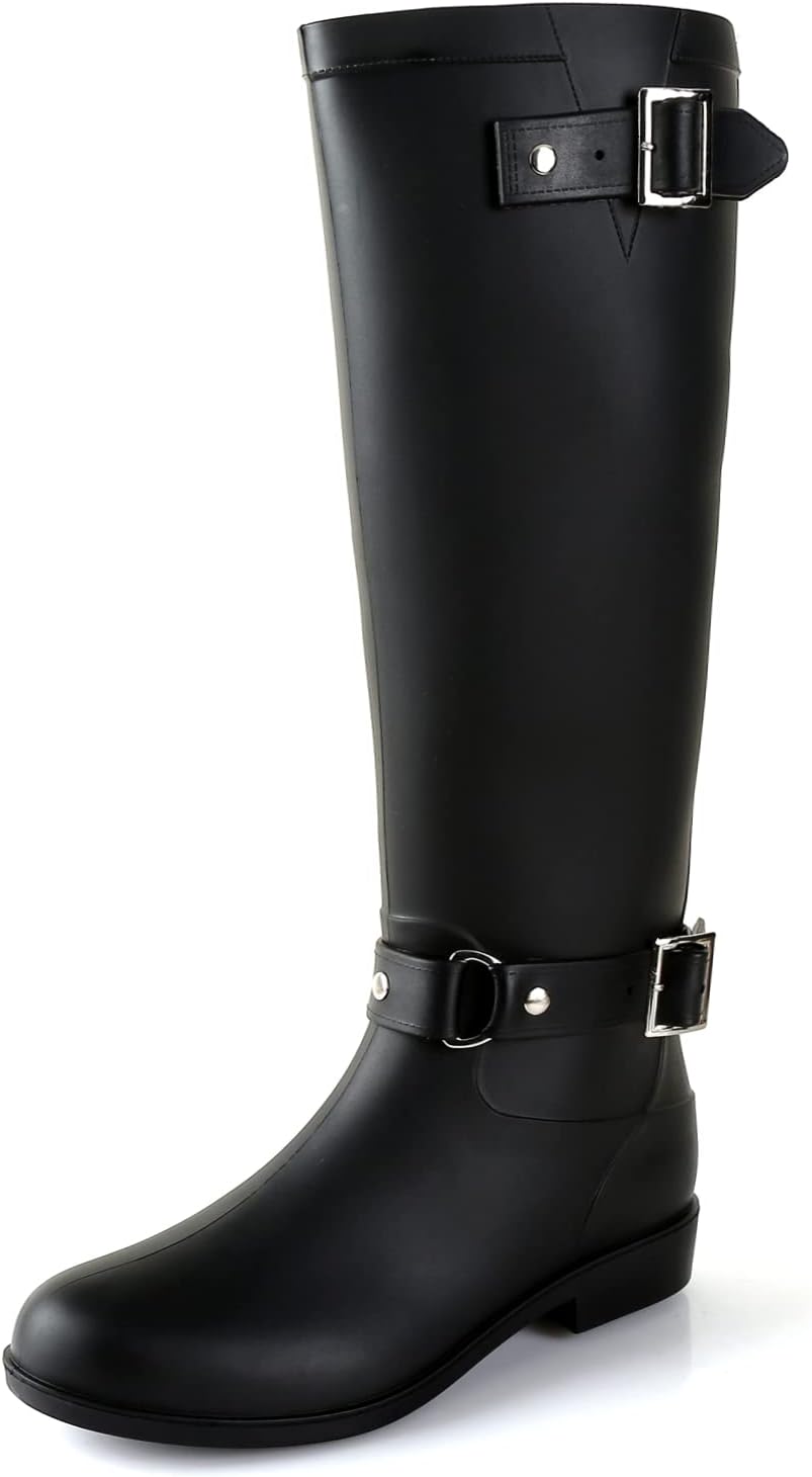 Rain Boots For Women, Waterproof Anti-slip Knee High Rubber Boots