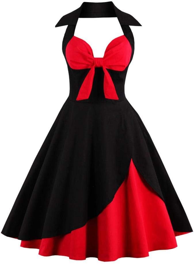 1950s Rockabilly Swing Dress — 50s Pinup Halterneck A-Line