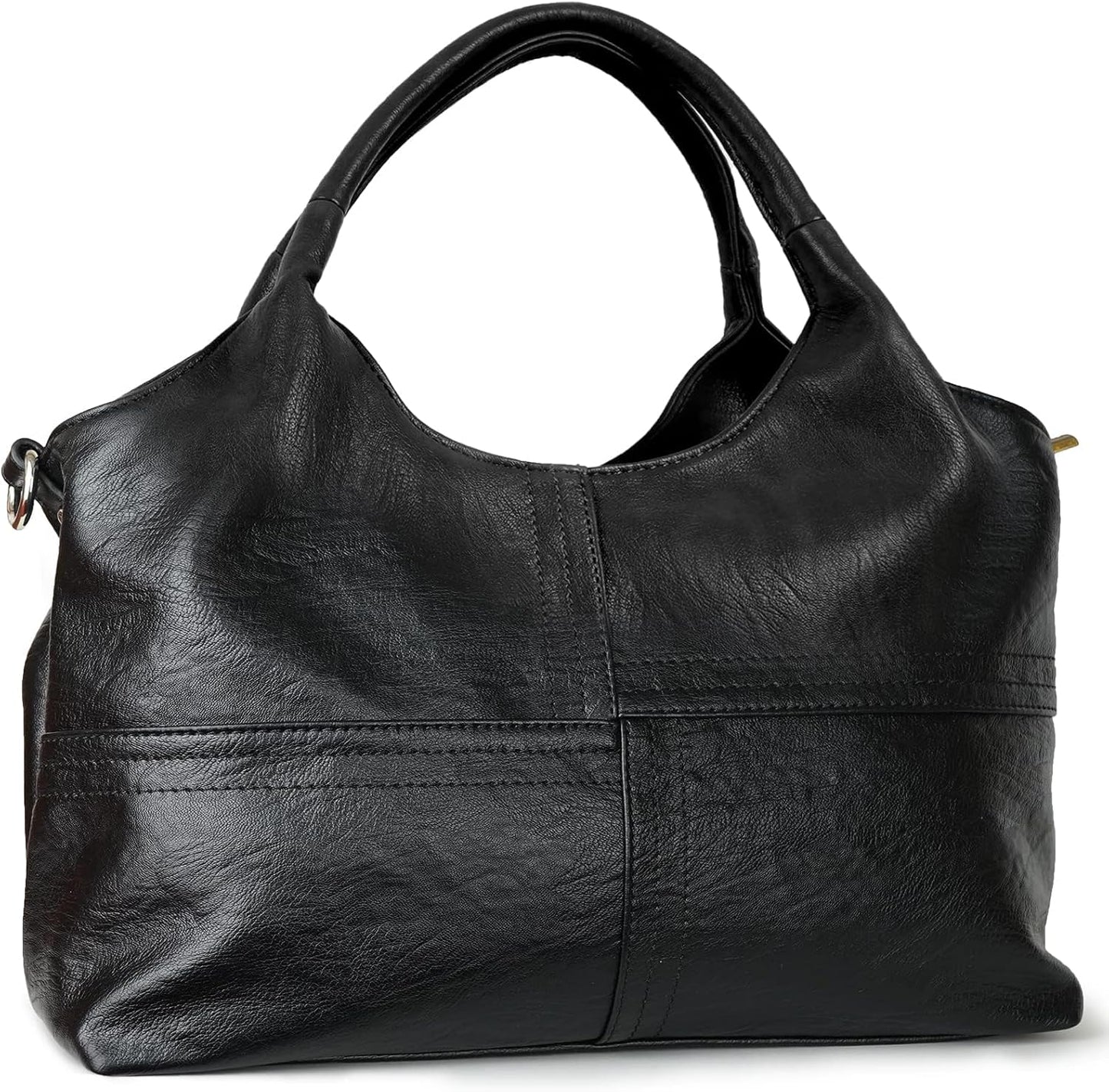 Medium Vegan Leather Satchel Tote with Detachable Strap