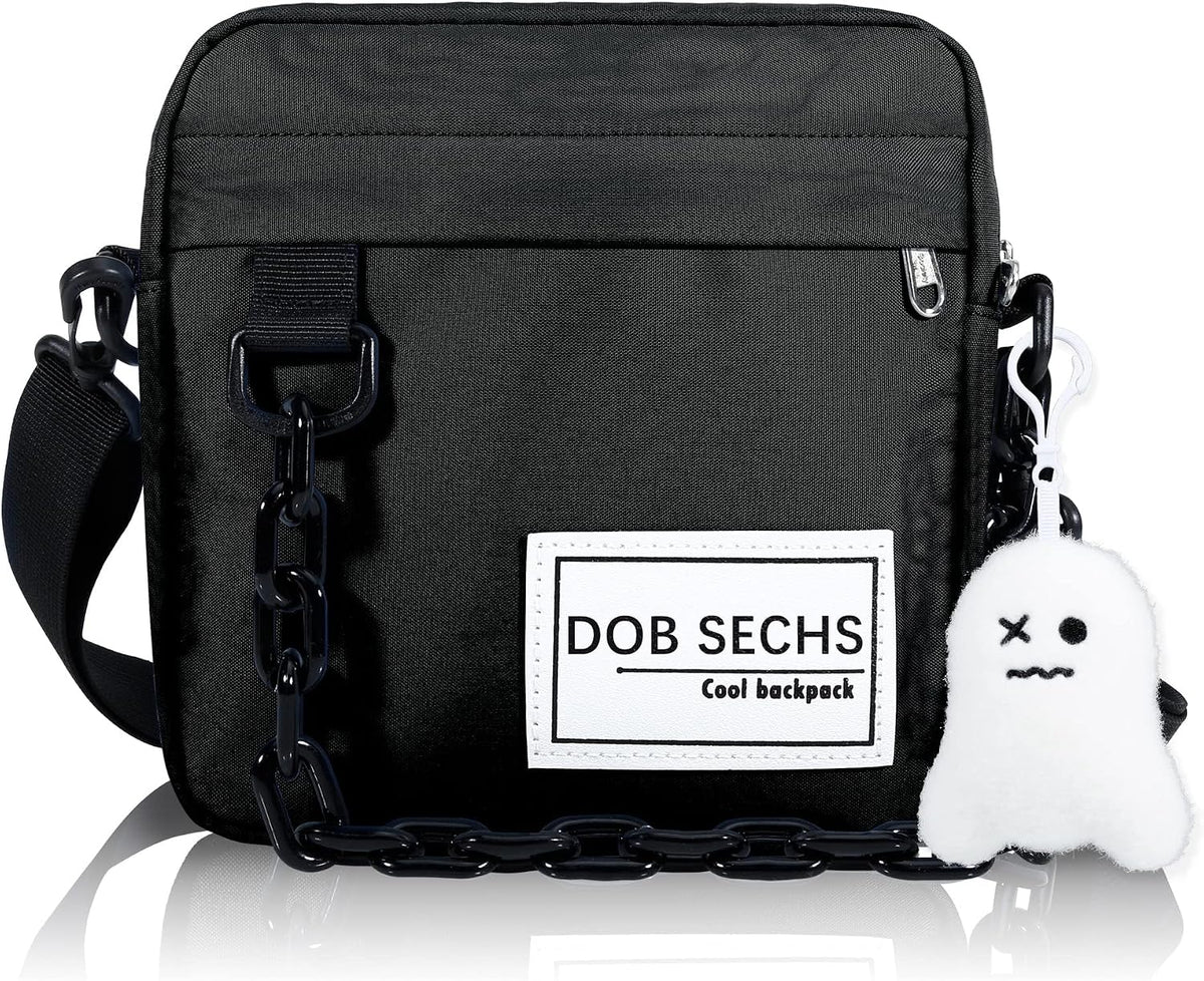 Black & White Checkered Crossbody Messenger Bag