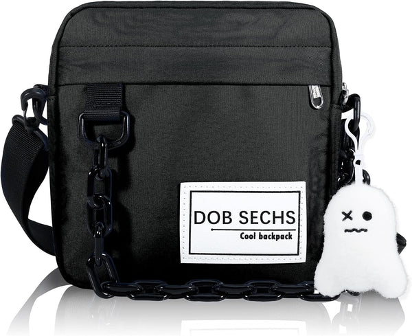 Black & White Checkered Crossbody Messenger Bag