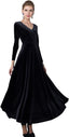 Urban CoCo Women Long Sleeve V-Neck Velvet Stretchy Long Dress