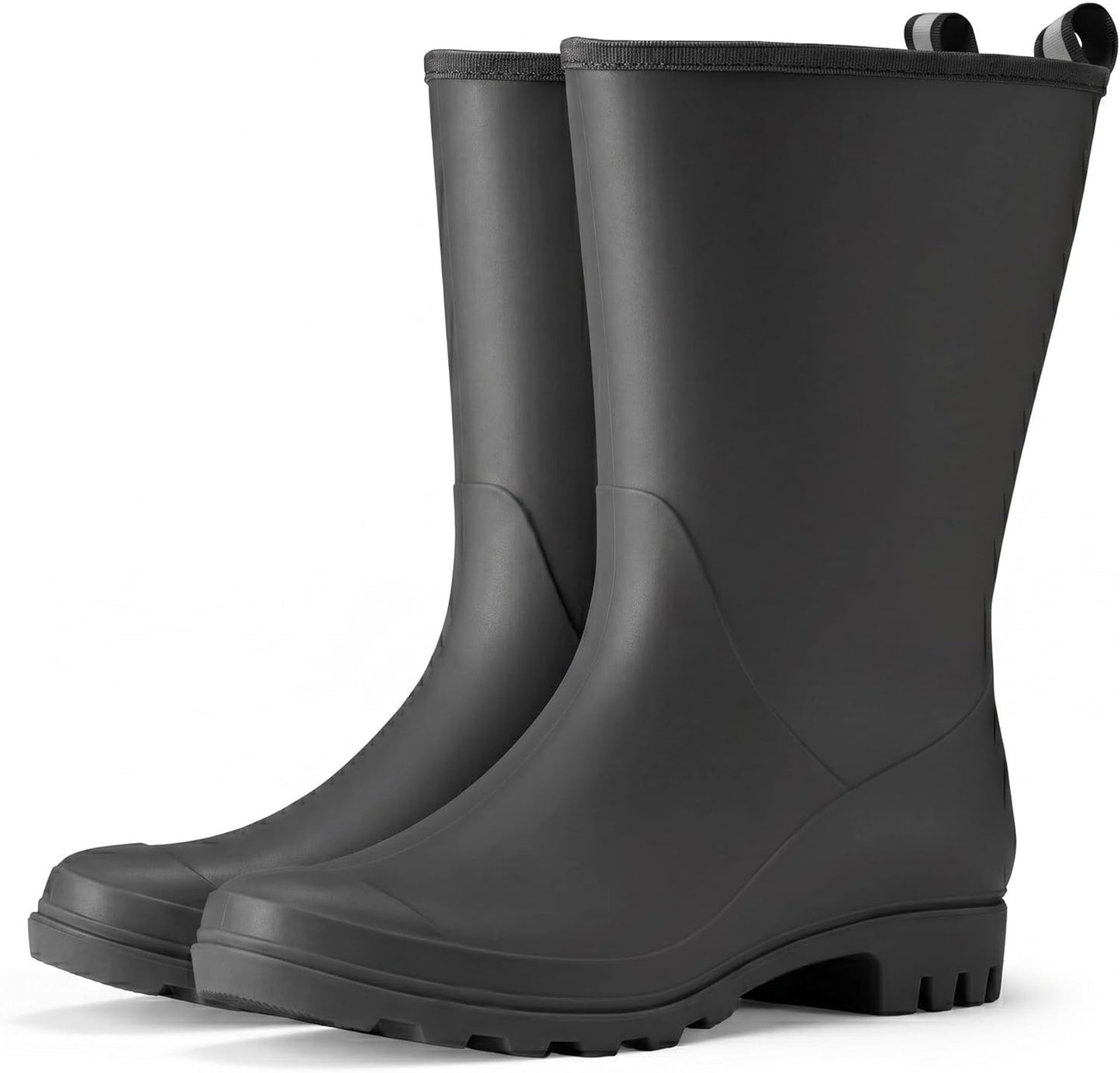 Hisea Women Rubber Boots Wide Calf Rain Boots Matte Surface Waterproof