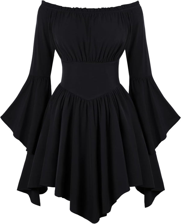 Scarlet Darkness Renaissance Costume Women Pirate Off Shoulder Corset Dress