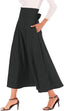 Women’s High Waist Pleated Maxi Skirt with Pockets, Solid Split Flowy Skirt