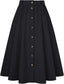 Belle Poque Women Midi Skirts High Waisted A Line Skirt with Pockets