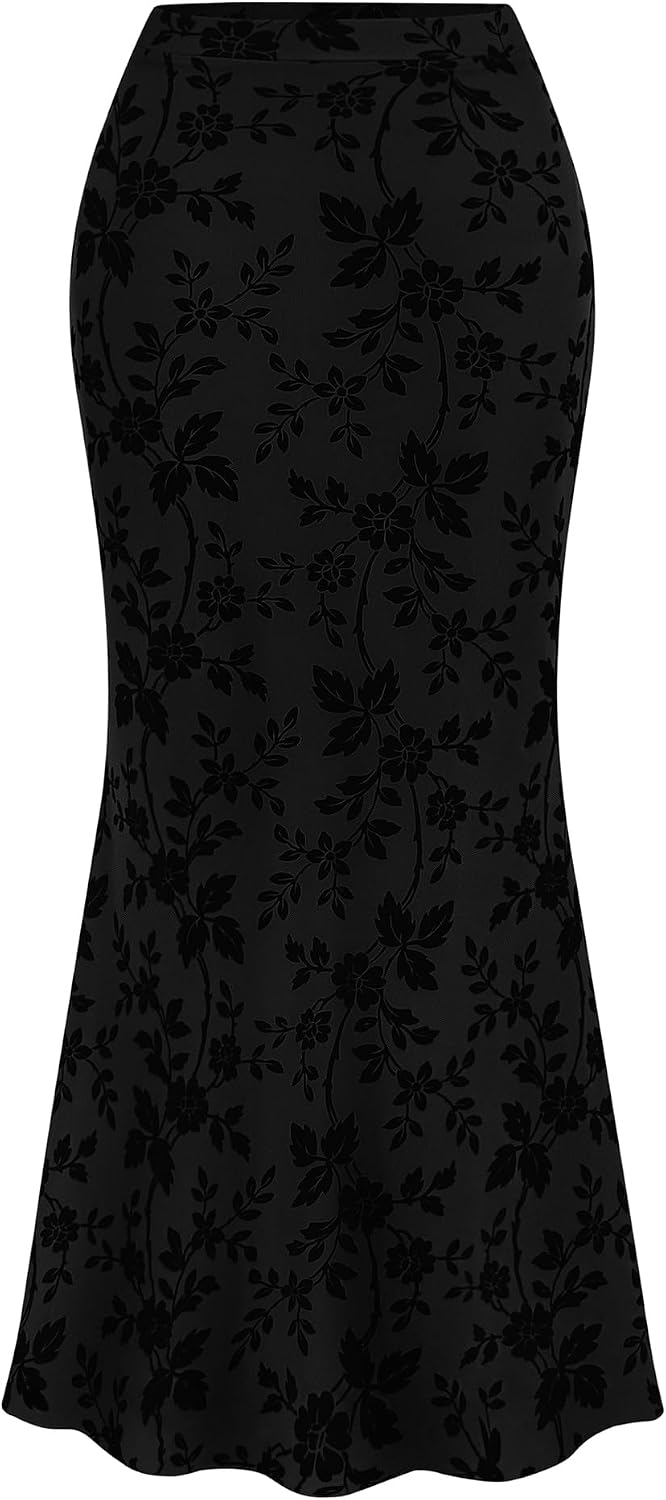 BTFBM Womens Floral Mesh Maxi Skirts