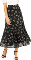 Allegra K Women's Floral Skirt Chiffon A-line Long Tiered Ruffle Maxi Skirt