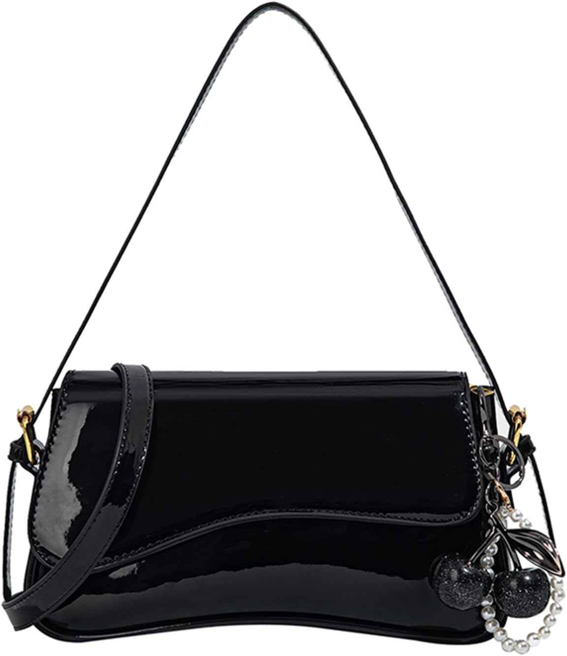 Purse for Women — Hobo Crossbody/Shoulder Bag with Cherry Pendant, Classic Retro Y2K, Detachable Straps