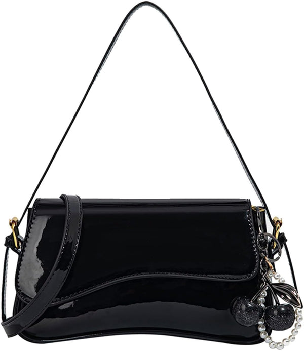 Purse for Women — Hobo Crossbody/Shoulder Bag with Cherry Pendant, Classic Retro Y2K, Detachable Straps