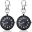 2 Pieces Quartz Pocket Watch with Key Buckle Round Keychain Clip on Wa