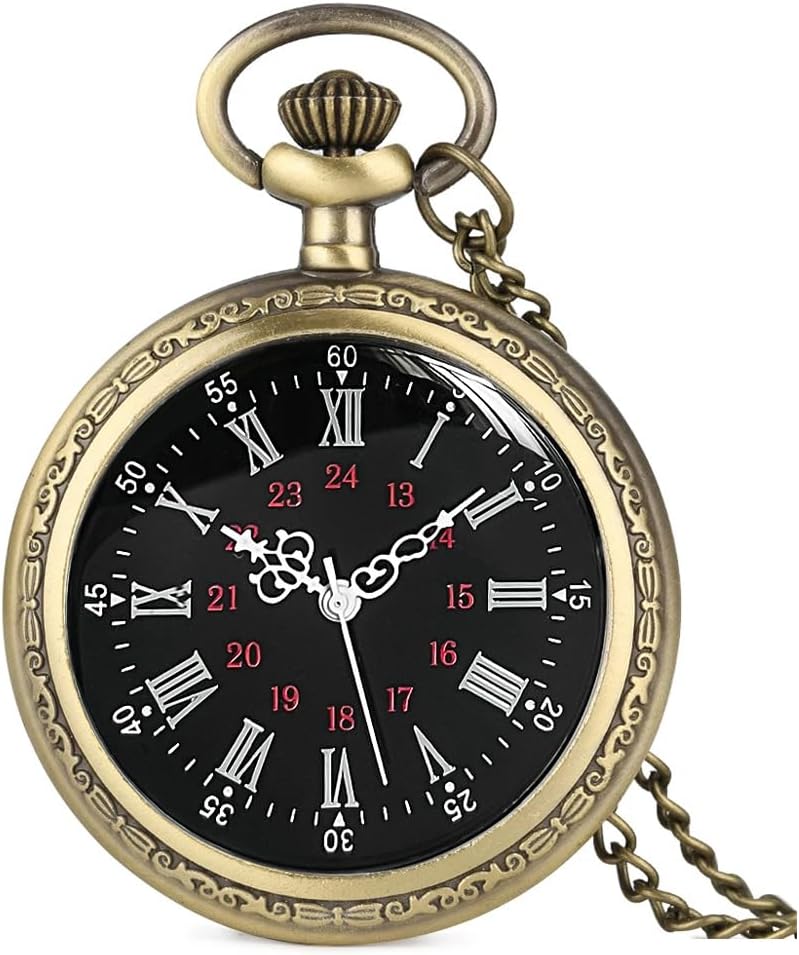 Vintage Quartz Pocket Watches for Men with Chains, Analog Pocket Watch