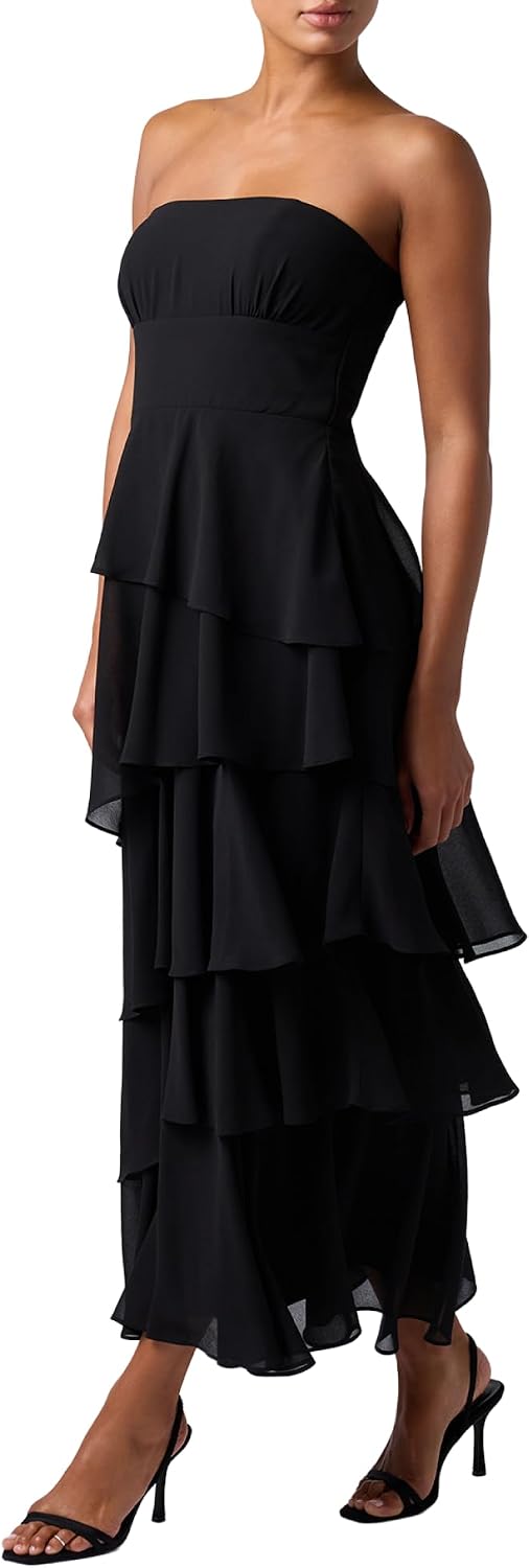 Lulus Jovie Tiered Women's Formal Midi Dress | Tiered Elegant Gown, Fall Wedding Guest & Formal Evening Midi Dress, Classy Engagement Party & Evening Party Attire