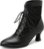 LanreyTaley Victorian Boots Wedding Shoes for Bride Lace up Boots for Women Lace Witch Shoes Renaissance Black