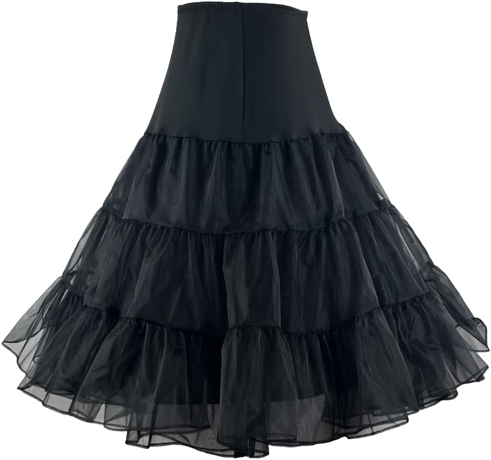 Women's 50s Vintage Petticoat 26" Crinoline Rockabilly Tutu Skirt Slip S-L…