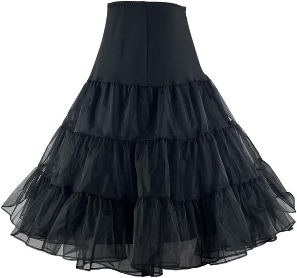 Women's 50s Vintage Petticoat 26" Crinoline Rockabilly Tutu Skirt Slip S-L…