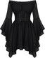 Scarlet Darkness Renaissance Costume Women Chiffon Corset Pirate Mini Dress
