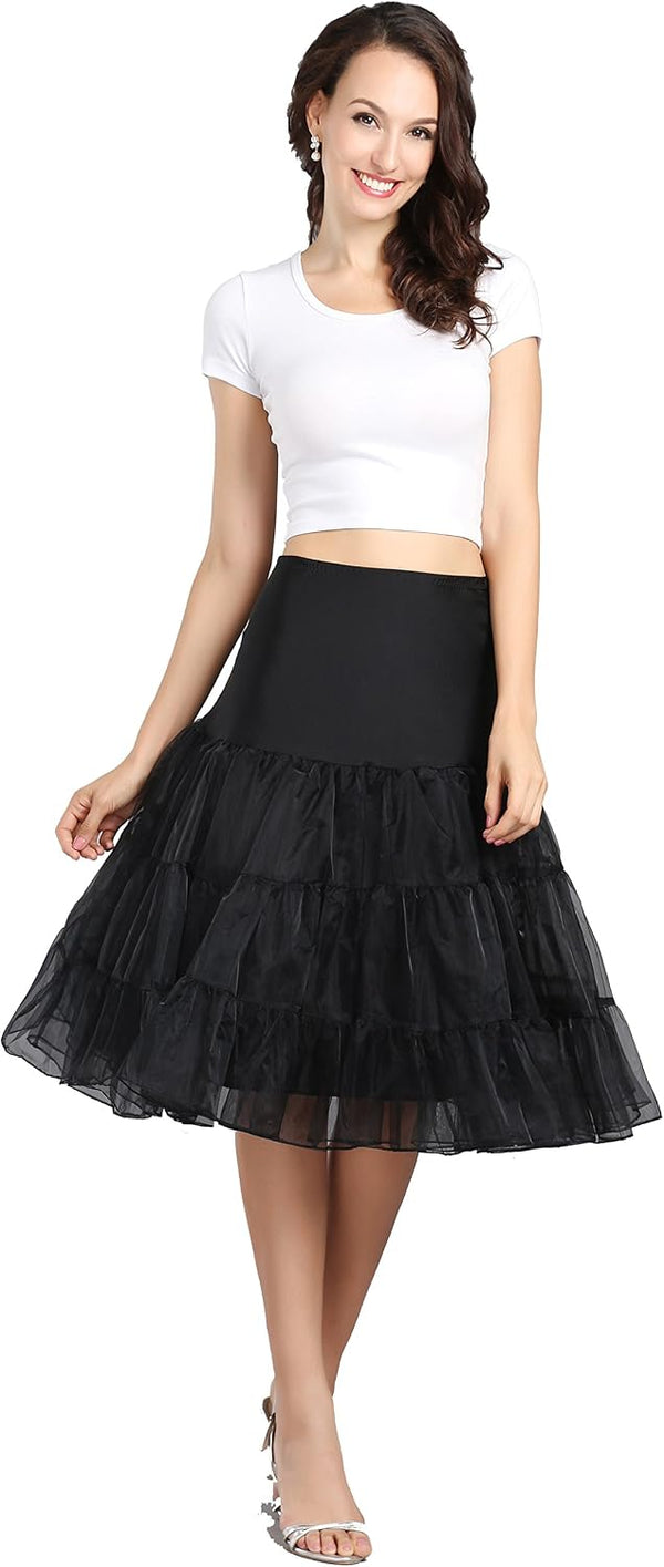 WOWBRIDAL Women's Vintage 50s Rockabilly Petticoat 25.59" Length Tutu Underskirt