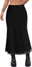 Avanova Women Boho Floral Mesh Long Skirts Elastic High Waisted Mermaid Hem 90s Grunge Maxi Skirt