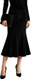 TONCHENGSD Women's Fall Winter Velvet Midi Skirt High Wasit Bodycon Fishtail Skirts
