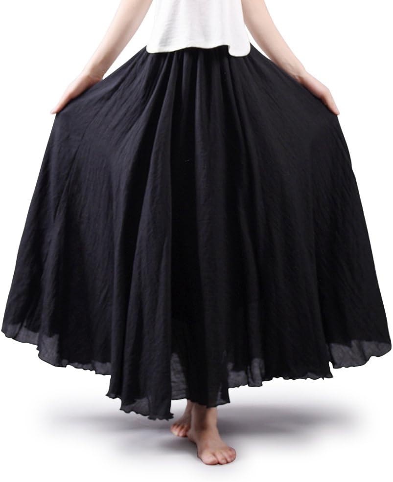 OCHENTA Boho Cotton Maxi Skirts Flowy Long A Line Skirt for Women S-L&Girls