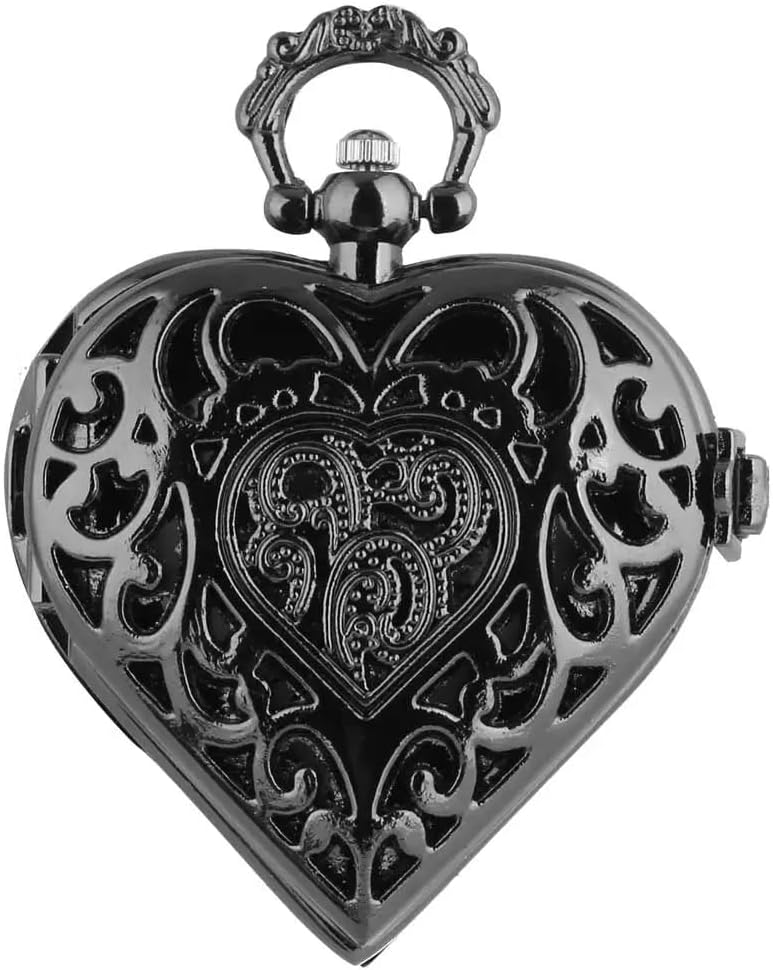 Heart-Shaped Analog Pocket Watch Necklace