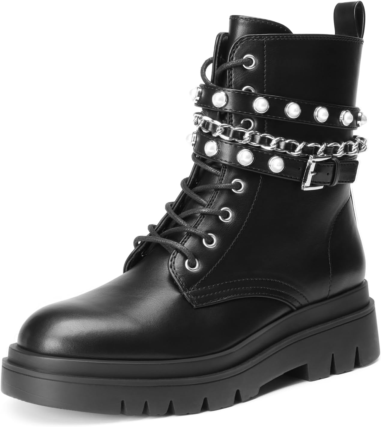 DREAM PAIRS Women's Combat Boots Lace Up Ankle Booties Shoes Secondary image