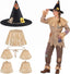 Geyoga 7 Pcs Scarecrow Costume Set Scarecrow Hat and Straw Kit