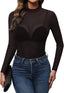 Mesh Top for Women Long Sleeve See Through Mesh Shirt Sheer Blouse Clubwear