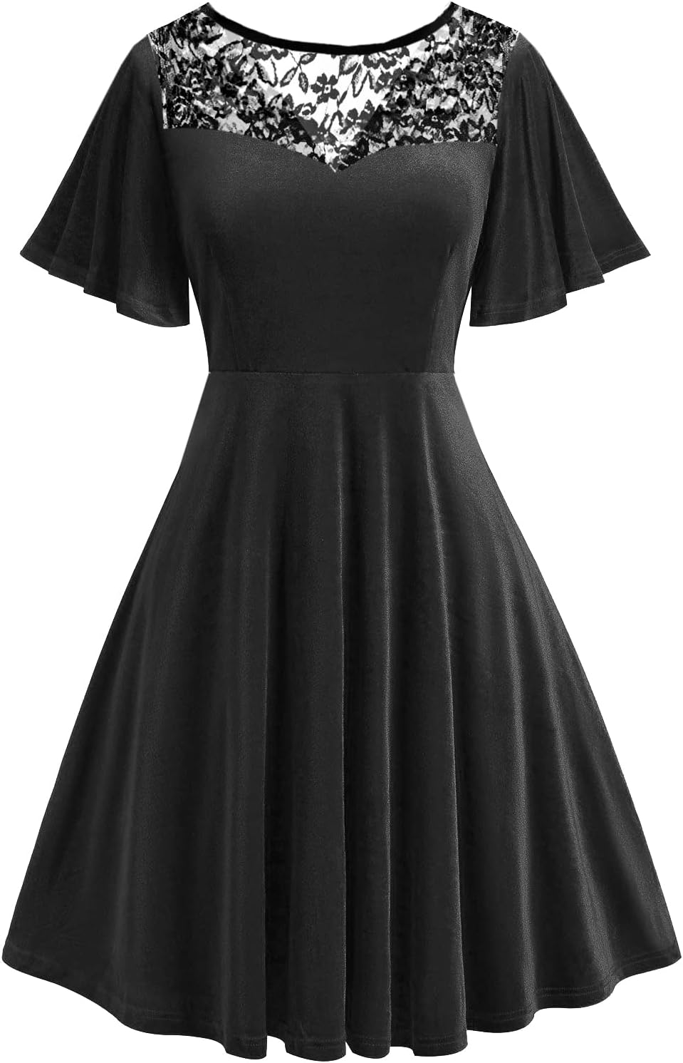 Women Halloween Dress Lace Flutter Sleeve A-Line Party Dresses
