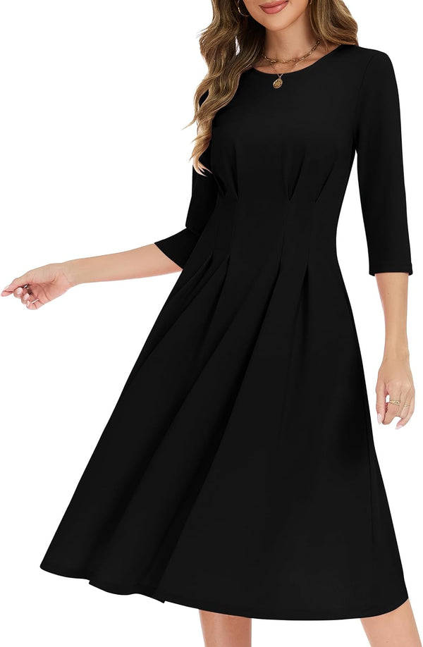 Vintage 1940s–50s A-Line Cocktail Dress with Pockets