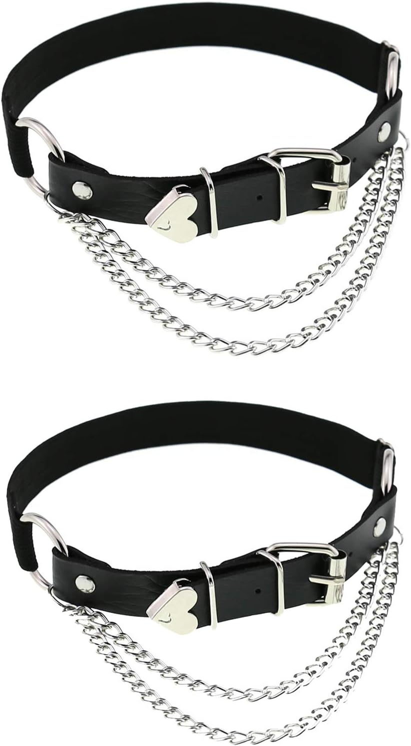Adjustable Leg Garter with Chains, Elastic Punk Thigh Garters for Women, 1 Pair