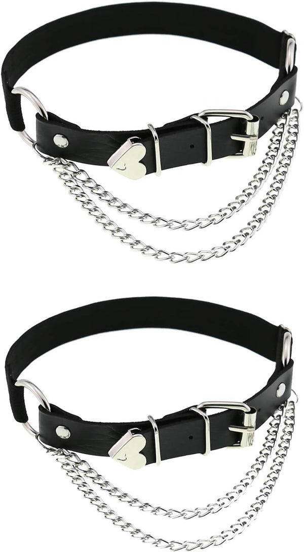 Adjustable Leg Garter with Chains, Elastic Punk Thigh Garters for Women, 1 Pair