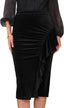 Women's Evening Bodycon Skirt Ruffled Ruched High Waist Formal Cocktail Midi Velvet Skirts