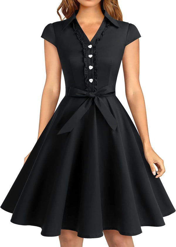 Wedtrend Women's 1950s Rockabilly Cap Sleeve Vintage Swing Cocktail Dress