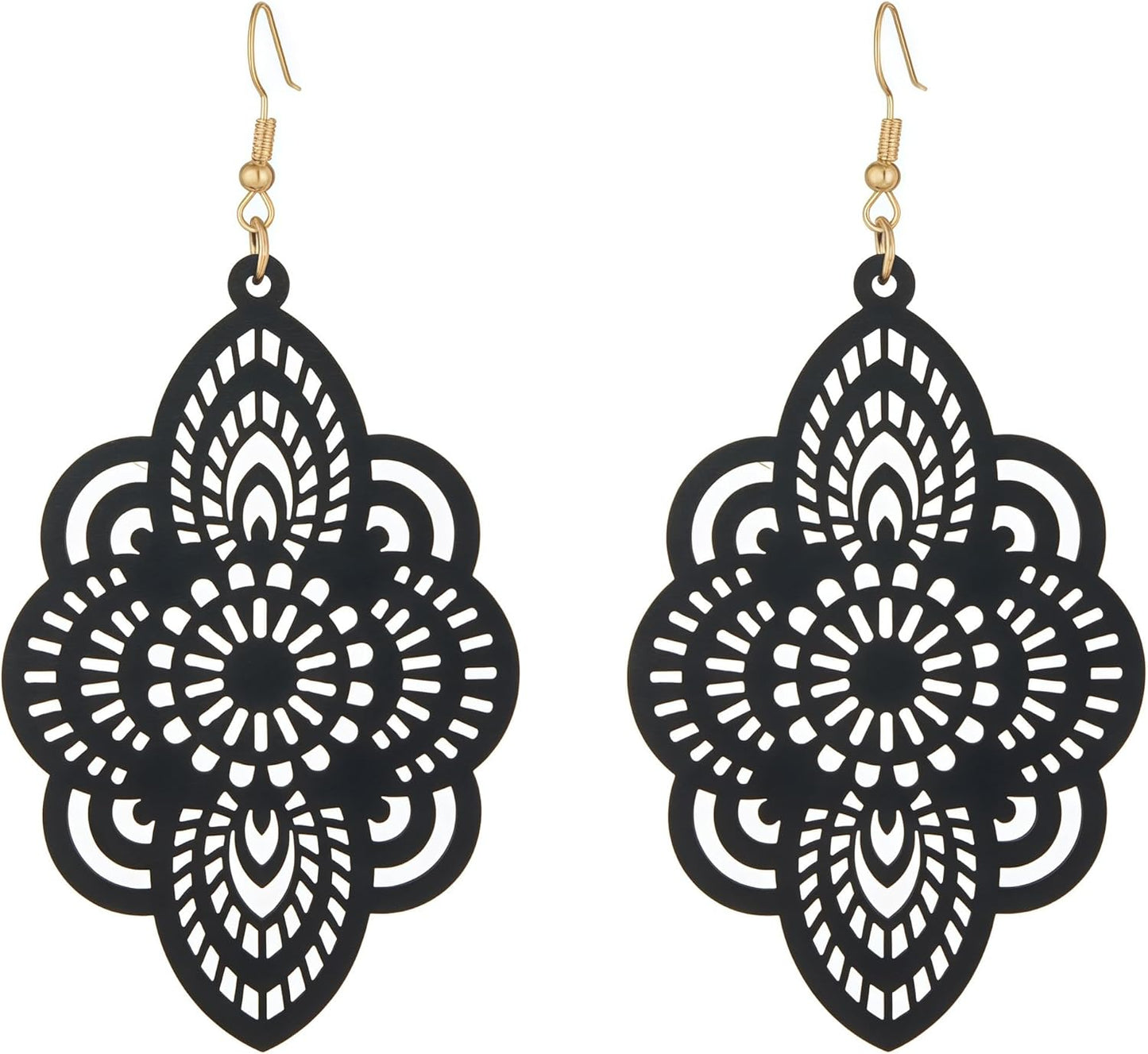 Black Filigree Hollow Lace Drop Earrings