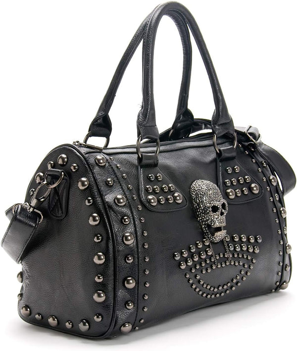 Women Skull Handbag — Large Capacity Gothic Studded Shoulder Bag