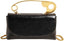 Women's Safety Pin Leather Crossbody Clutch with Gold Handles & Chain