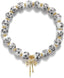 Beaded Bracelets for Women,Bow Charm Blue Flower Gold Plated Jewelry Women