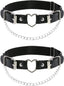 2PCs Leather Leg Garter with Chains, Elastic Rock Heart Thigh Garter for Women