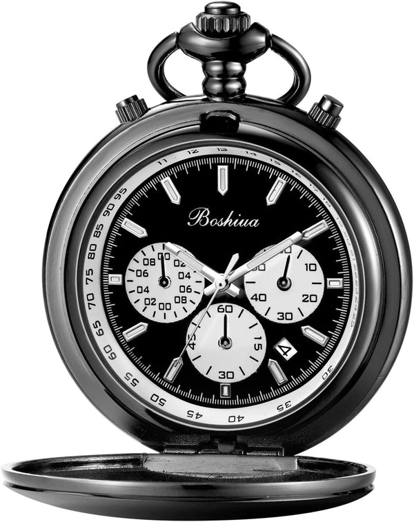 Smooth Quartz Pocket Watches for Men Multifunctional Chronograph Class