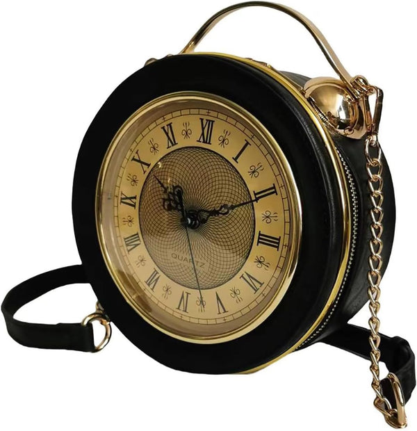 PVC Clock-Shaped Crossbody Handbag