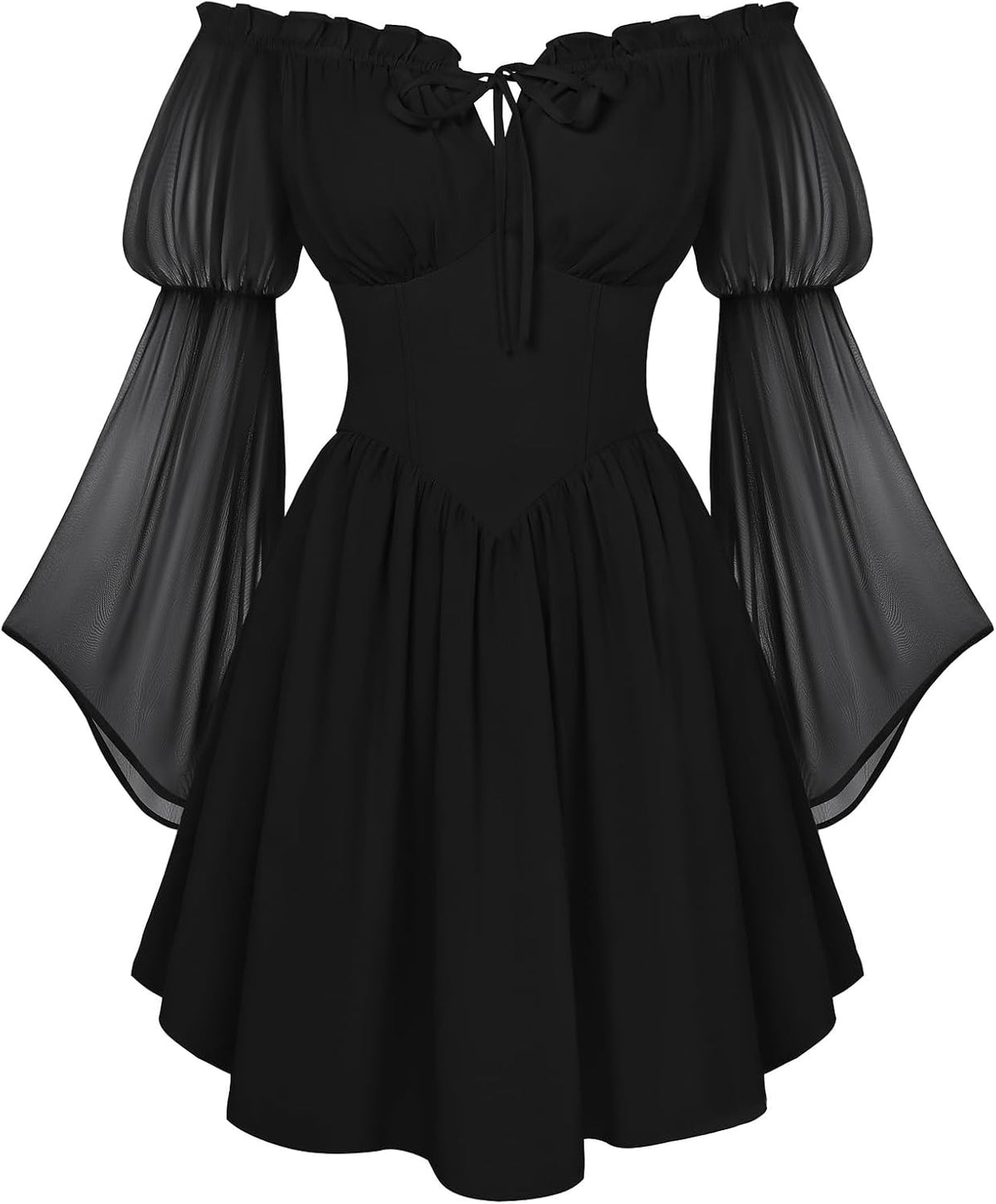Scarlet Darkness Women's Renaissance Faire Fairy Witchy Dress with Pockets