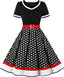 Vintage 1950s Retro Rockabilly Swing Polka Dot Cocktail Dress with Belt